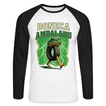 Frosch - Unisex Baseballshirt langarm - Weiß/Schwarz - Vorne - Nik (191cm)