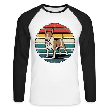Retro Bull Terrier Vintage Dog Lover Gifts - Unisex Long Sleeve Baseball T-Shirt - white/black - Front - Nik (191cm)
