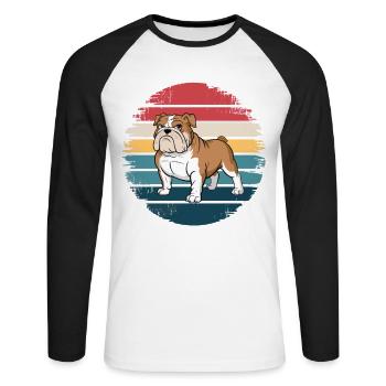 Rétro bouledogue français vintage amoureux des chiens cadeaux - T-shirt baseball manches longues Homme - blanc/noir - Devant - Nik (191cm)