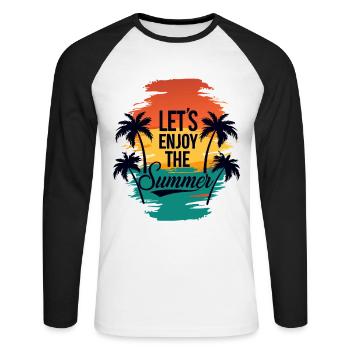 Lets Enjoy the Summer with Palm Trees - Unisex Baseballshirt langarm - Weiß/Schwarz - Vorne - Nik (191cm)