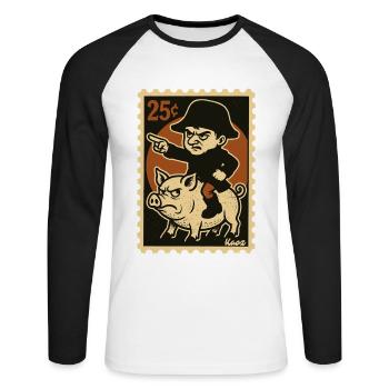 Le petit Napoléon chevauche un cochon en colère - T-shirt baseball manches longues Homme - blanc/noir - Devant - Nik (191cm)