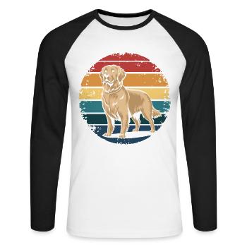 Retro Vintage Golden Retriever Dog Lover Gifts - Unisex Baseballshirt langarm - Weiß/Schwarz - Vorne - Nik (191cm)