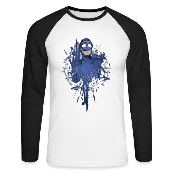 Plongée, Plongeur, Plongeur en apnée, Plongeur sous-marin - T-shirt baseball manches longues Homme - blanc/noir - Devant - Nik (191cm)