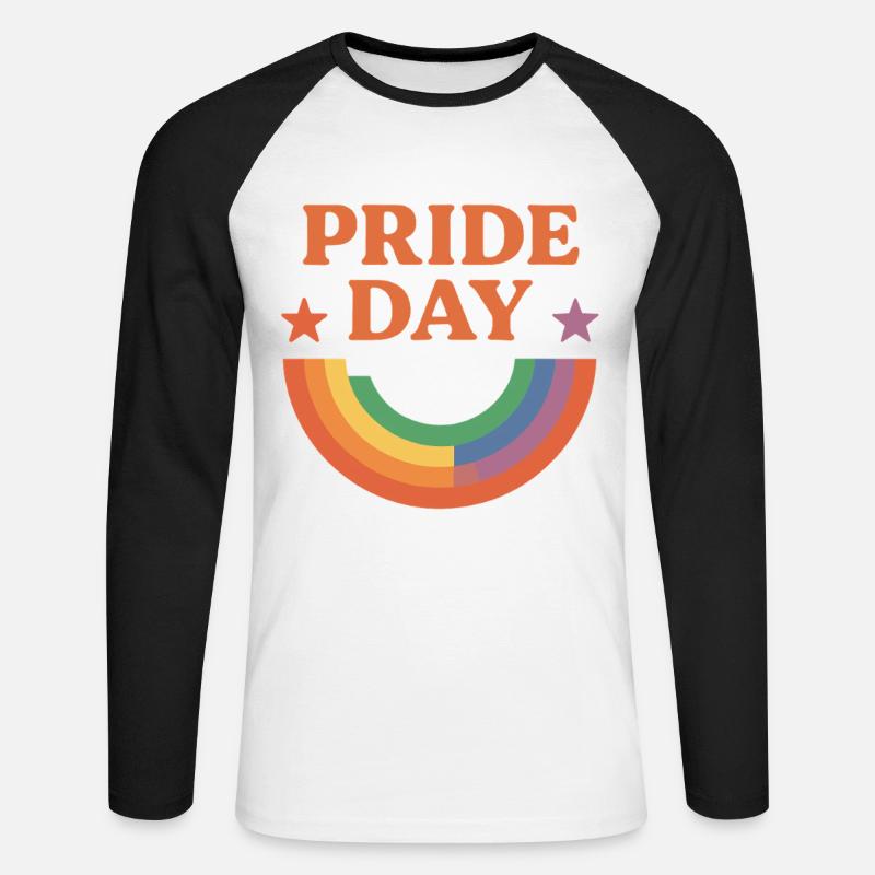 Pride Day Regenbogen Liebe Design - Unisex Baseballshirt langarm - Weiß/Schwarz