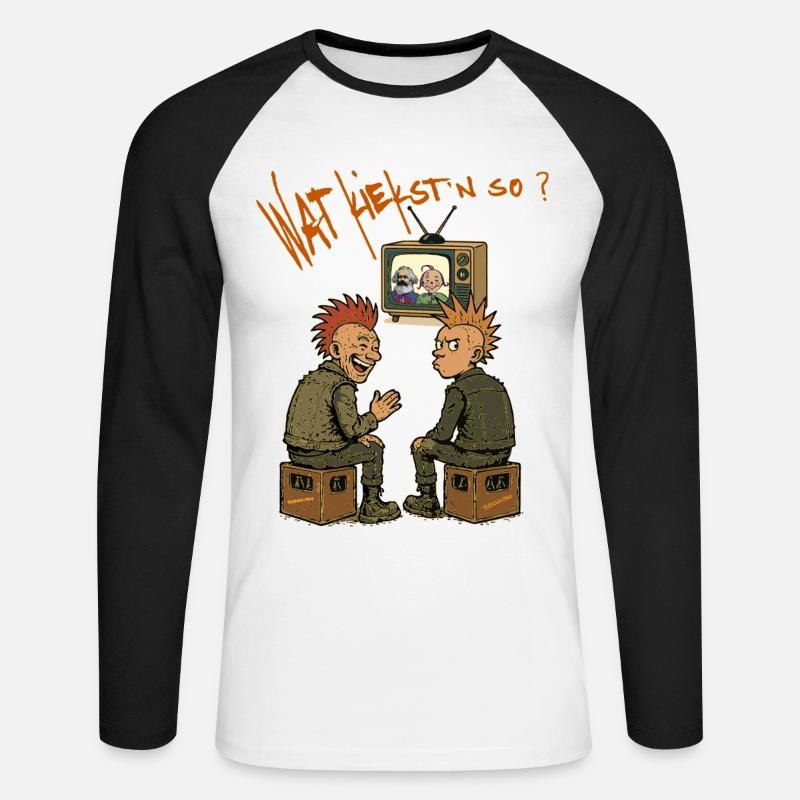 Marx & Moritz - Unisex Baseballshirt langarm - Weiß/Schwarz