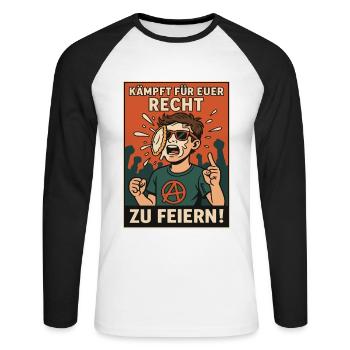 Battez-vous pour votre droit de célébrer ! - T-shirt baseball manches longues Homme - blanc/noir - Devant - Nik (191cm)