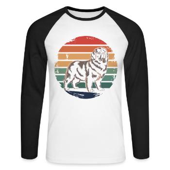 Retro Newfoundland Vintage Dog Lover Gifts for Men - Unisex Baseballshirt langarm - Weiß/Schwarz - Vorne - Nik (191cm)