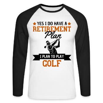 Golf Plan de retraite Humour Golfeur - T-shirt baseball manches longues Homme - blanc/noir - Devant - Nik (191cm)