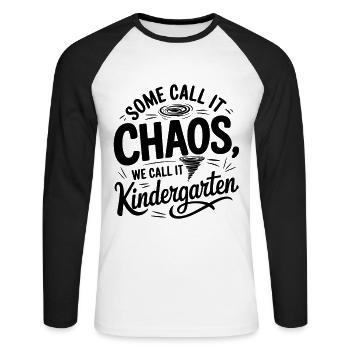 Lustiger Kindergarten Spruch Design - Unisex Baseballshirt langarm - Weiß/Schwarz - Vorne - Nik (191cm)
