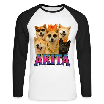 Akita - Unisex Baseballshirt langarm - Weiß/Schwarz - Vorne - Nik (191cm)