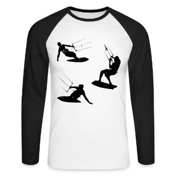 Kitesurfer Kitesurfing Watersports Kiteboarding - Unisex Baseballshirt langarm - Weiß/Schwarz - Vorne - Nik (191cm)