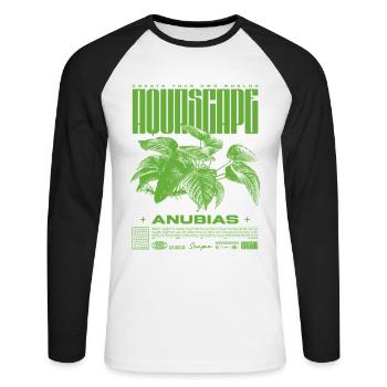 Aquascaping Anubias Aquatic Plant Fish Keeper - Unisex Long Sleeve Baseball T-Shirt - white/black - Front - Nik (191cm)