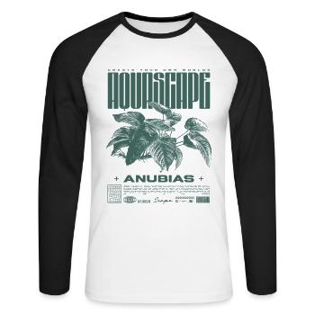 Aquascaping Anubias Aquatic Plant Fish Keeper - Unisex Long Sleeve Baseball T-Shirt - white/black - Front - Nik (191cm)