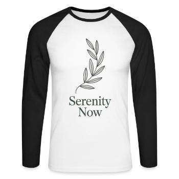 Serenity Now Spruch Zitat Zweig Ruhe - Unisex Baseballshirt langarm - Weiß/Schwarz - Vorne - Nik (191cm)