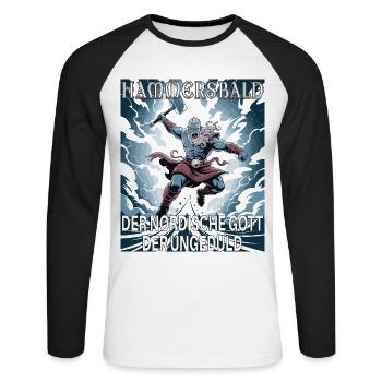Hammersbald – Dieu nordique de l’impatience - T-shirt baseball manches longues Homme - blanc/noir - Devant - Nik (191cm)