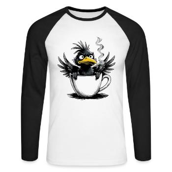 L’oiseau ne veut pas de café avant que vous ne demandiez non - T-shirt baseball manches longues Homme - blanc/noir - Devant - Nik (191cm)