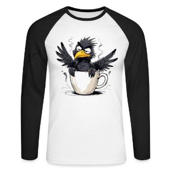 Bird don't want coffee before you ask no - Unisex Long Sleeve Baseball T-Shirt - white/black - Front - Nik (191cm)