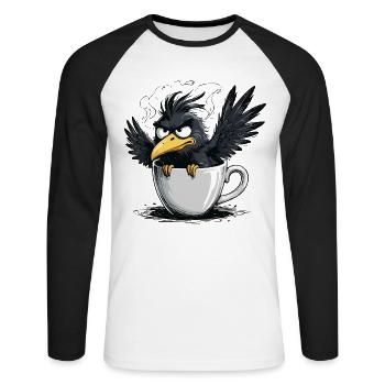 Bird don't want coffee before you ask no - Unisex Long Sleeve Baseball T-Shirt - white/black - Front - Nik (191cm)