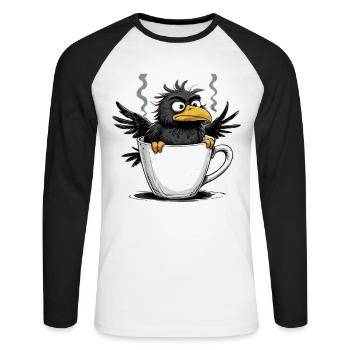 L’oiseau ne veut pas de café avant que vous ne demandiez non - T-shirt baseball manches longues Homme - blanc/noir - Devant - Nik (191cm)