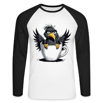 Bird don't want coffee before you ask no - Unisex Long Sleeve Baseball T-Shirt - white/black - Front - Nik (191cm)