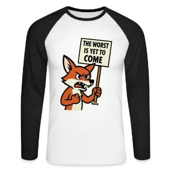 Angry fox protests and warns - Unisex Long Sleeve Baseball T-Shirt - white/black - Front - Nik (191cm)