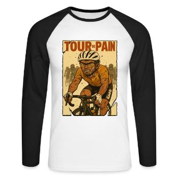 Tour de Pain – Cyclists at the limit - Unisex Long Sleeve Baseball T-Shirt - white/black - Front - Nik (191cm)