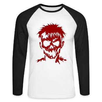 Dark Shadow Zombie with Blank Stare - Unisex Long Sleeve Baseball T-Shirt - white/black - Front - Nik (191cm)