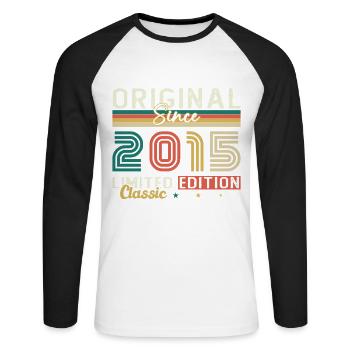 10 Ans 2015 Vintage Retro Cadeau D’anniversaire - T-shirt baseball manches longues Homme - blanc/noir - Devant - Nik (191cm)