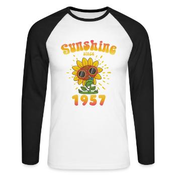 1957 Anniversaire Soleil depuis - T-shirt baseball manches longues Homme - blanc/noir - Devant - Nik (191cm)
