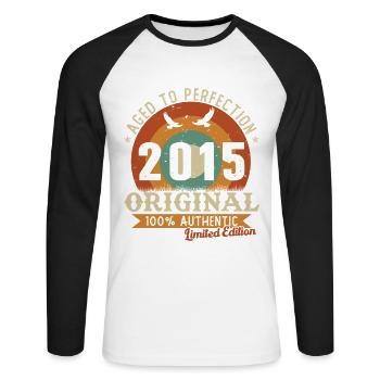 10 Ans 2015 Vintage Retro Cadeau D’anniversaire - T-shirt baseball manches longues Homme - blanc/noir - Devant - Nik (191cm)