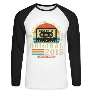 10 Ans 2015 Vintage Retro Cadeau D’anniversaire - T-shirt baseball manches longues Homme - blanc/noir - Devant - Nik (191cm)