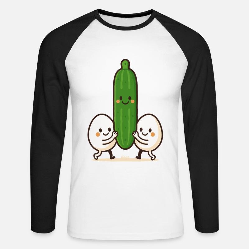 Zwei Eier & eine Gurke – Beste Freunde - Unisex Baseballshirt langarm - Weiß/Schwarz
