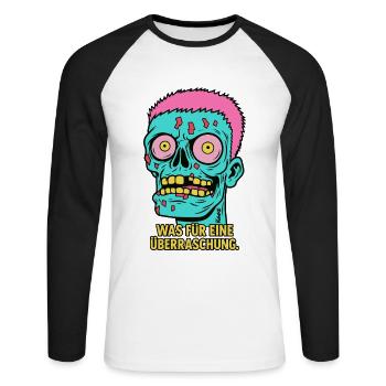 Was für eine Überraschung – Zombie-Reaktion - Unisex Baseballshirt langarm - Weiß/Schwarz - Vorne - Nik (191cm)
