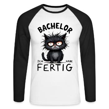 Bachelor Abschluss Absolvent BWL Student Studium - Unisex Baseballshirt langarm - Weiß/Schwarz - Vorne - Nik (191cm)