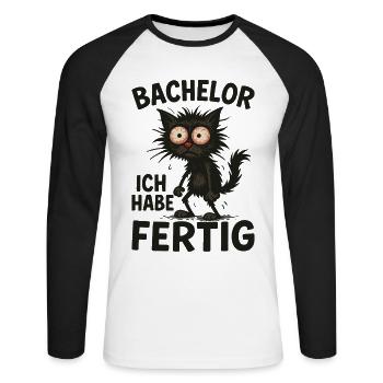 Bachelor Abschluss Absolvent BWL Student Studium - Unisex Baseballshirt langarm - Weiß/Schwarz - Vorne - Nik (191cm)