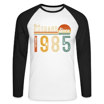 Meilleur mari depuis 1985 - T-shirt baseball manches longues Homme - blanc/noir - Devant - Nik (191cm)