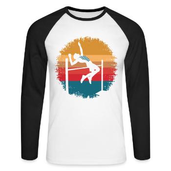 Retro Vintage High Jump Athlete Sports Lover Gifts - Unisex Baseballshirt langarm - Weiß/Schwarz - Vorne - Nik (191cm)