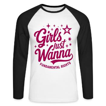 Les filles veulent simplement des droits fondamentaux - T-shirt baseball manches longues Homme - blanc/noir - Devant - Nik (191cm)