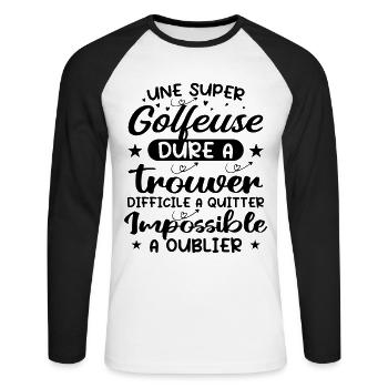 Ein super Golfer - Golfer Geschenk - Unisex Baseballshirt langarm - Weiß/Schwarz - Vorne - Nik (191cm)