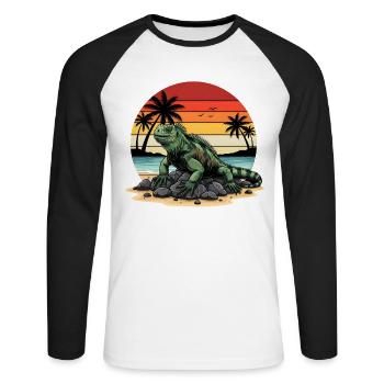 Galápagos Islands Marine Iguan - Unisex Baseballshirt langarm - Weiß/Schwarz - Vorne - Nik (191cm)