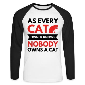 Personne ne possède un chat propriétaire de chat - T-shirt baseball manches longues Homme - blanc/noir - Devant - Nik (191cm)