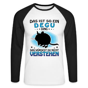 So ein Degu Ding Gewöhnlicher Degu - Unisex Baseballshirt langarm - Weiß/Schwarz - Vorne - Nik (191cm)