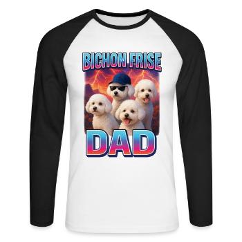 Bichon Frisé - Unisex Baseballshirt langarm - Weiß/Schwarz - Vorne - Nik (191cm)
