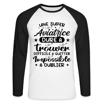 A Super Aviator - Aviator Gift - Unisex Long Sleeve Baseball T-Shirt - white/black - Front - Nik (191cm)