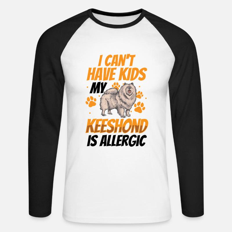 Wolfsspitz allergisch Deutscher Wolfsspitz - Unisex Baseballshirt langarm - Weiß/Schwarz