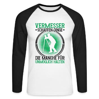 Landvermesser unmöglich Vermesser - Unisex Baseballshirt langarm - Weiß/Schwarz - Vorne - Nik (191cm)