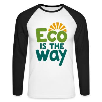 Eco Is The Way Nature Conservation Environmental Protection - Unisex Long Sleeve Baseball T-Shirt - white/black - Front - Nik (191cm)