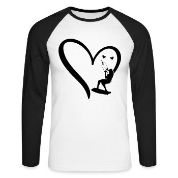Kitesurfer Kitesurfing Heart Watersports - Unisex Baseballshirt langarm - Weiß/Schwarz - Vorne - Nik (191cm)