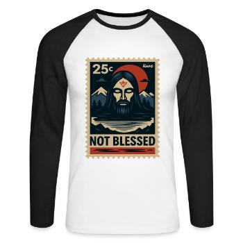 Dark art motif with non-Jesus and mountains - Unisex Long Sleeve Baseball T-Shirt - white/black - Front - Nik (191cm)