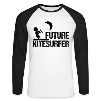 Kitesurfing Baby - Future Kitesurfer - Unisex Long Sleeve Baseball T-Shirt - white/black - Front - Nik (191cm)